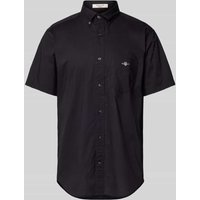 Gant Freizeithemd mit Label-Stitching in Black, Größe XL von Gant