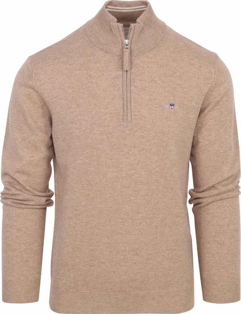 Gant Halfzip-Wollpullover Logo Beige - Größe XL von Gant