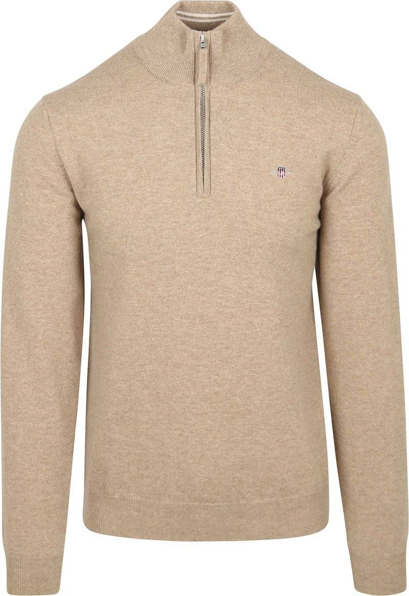 Gant Halfzip-Wollpullover Logo Beige - Größe XL von Gant