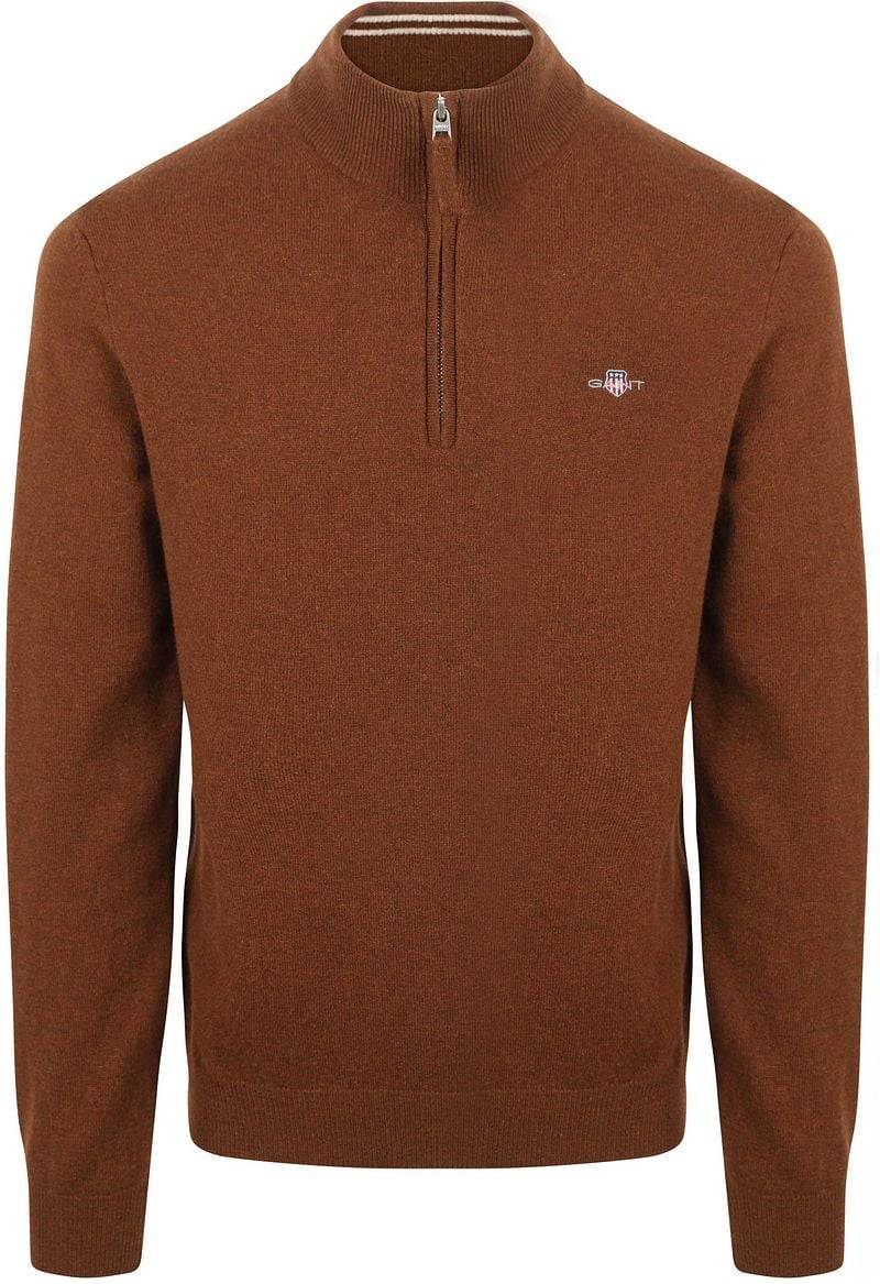 Gant Halfzip-Wollpullover mit Logo Braun - Größe XXL von Gant