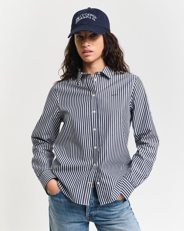Gant Hemdbluse REG POPLIN STRIPED SHIRT mit einer kleinen Logostickerei auf der Brust von Gant