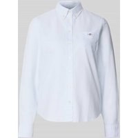 Gant Hemdbluse mit Button-Down-Kragen und Sportmanschetten in Hellblau, Größe 44 von Gant