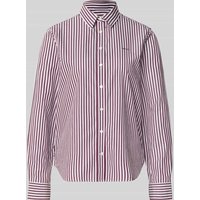 Gant Hemdbluse mit Logo-Stitching und abgerundetem Saum in Bordeaux, Größe 36 von Gant
