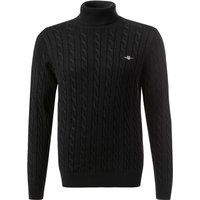 Gant Herren Rollkragenpullover schwarz Baumwolle unifarben von Gant