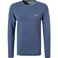 Gant Herren Pullover blau Baumwolle unifarben von Gant