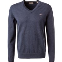 Gant Herren Pullover blau Baumwolle unifarben von Gant