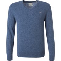 Gant Herren Pullover blau Lammwolle unifarben von Gant