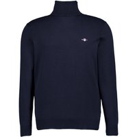 Gant Herren Rollkragenpullover blau Baumwolle unifarben von Gant
