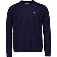 Gant Herren Pullover blau Wolle unifarben von Gant