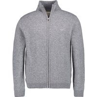 Gant Herren Cardigan grau Lammwolle unifarben von Gant