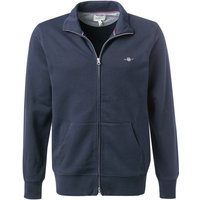 Gant Herren Sweatjacke blau Baumwolle unifarben von Gant