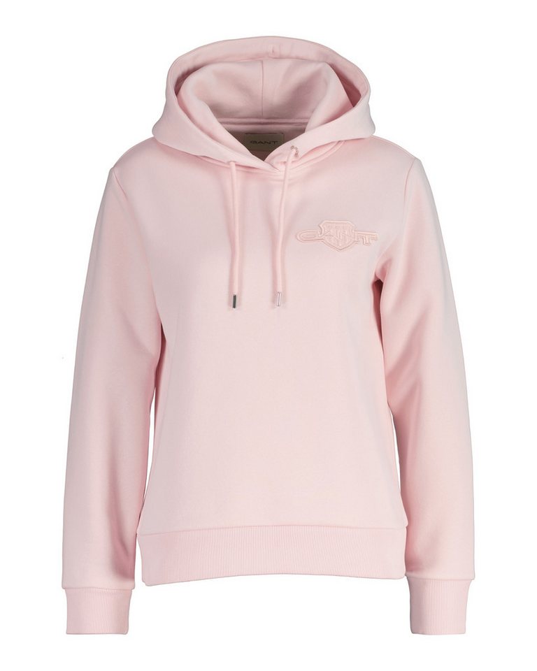 Gant Hoodie REG TONAL SHIELD HOODIE Ton in Ton Stickerei, Rippbündchen von Gant