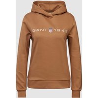 Gant Hoodie mit Label-Print in Camel, Größe XS von Gant