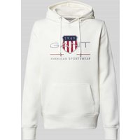 Gant Hoodie mit Label-Stitching Modell 'ARCHIVE SHIELD' in Offwhite, Größe XXL von Gant