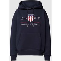 Gant Hoodie mit Label-Stitching und Känguru-Tasche in Marine, Größe M von Gant