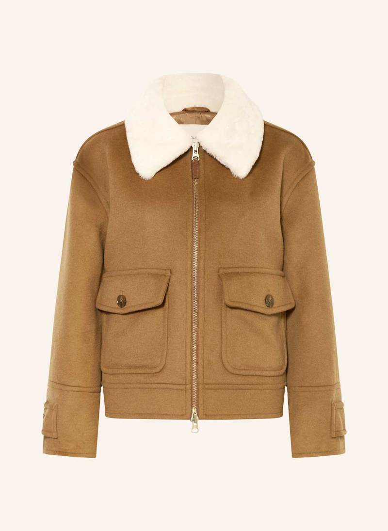 Gant Jacke Mit Kunstfell braun von Gant