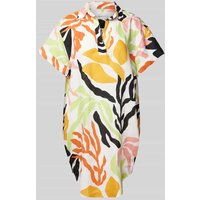 Gant Knielanges Leinenkleid mit Allover-Print in Apricot, Größe 36 von Gant