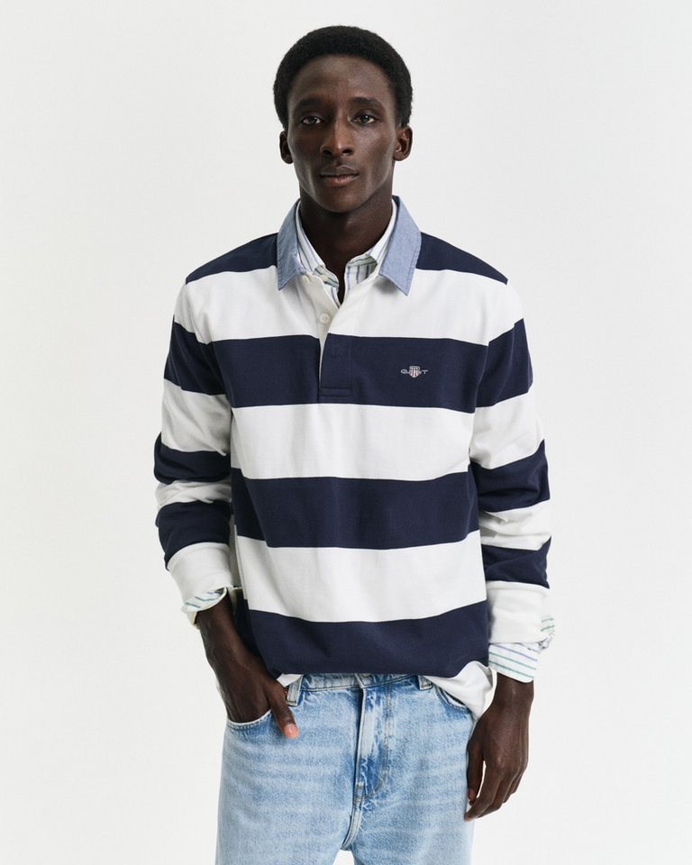 Gant Langarm-Poloshirt REG CHAMBRAY STRIPE HEAVY RUGGER von Gant
