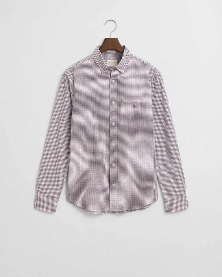 Gant Langarmhemd Classic Popeline Hemd mit Mikro-Karomuster von Gant