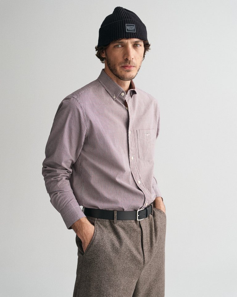 Gant Langarmhemd REG POPLIN MICRO GINGHAM SHIRT Regular Fit Popeline Hemd mit Vichy-Minikaro von Gant
