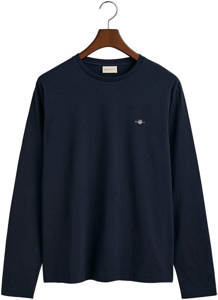 Gant Langarmshirt REG SHIELD LS T-SHIRT mit Logostickerei auf der Brust von Gant