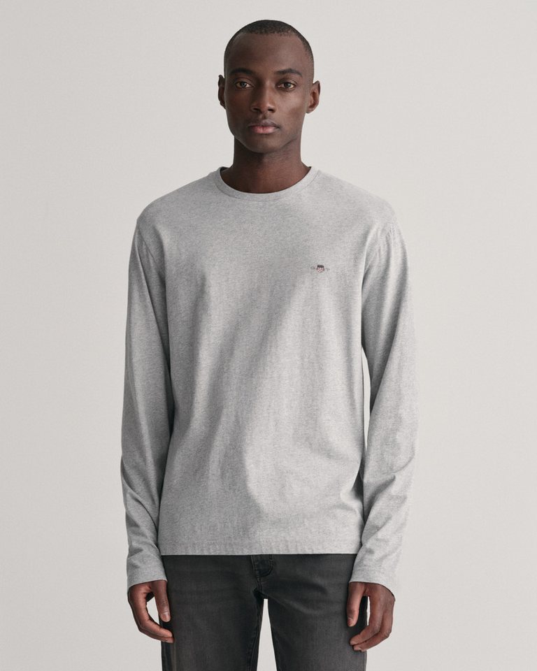 Gant Langarmshirt REG SHIELD LS T-SHIRT mit Logostickerei auf der Brust von Gant