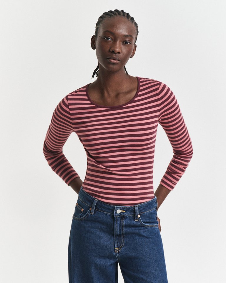 Gant Langarmshirt SLIM STRIPED 1X1 RIBBED LS T-SHIRT von Gant