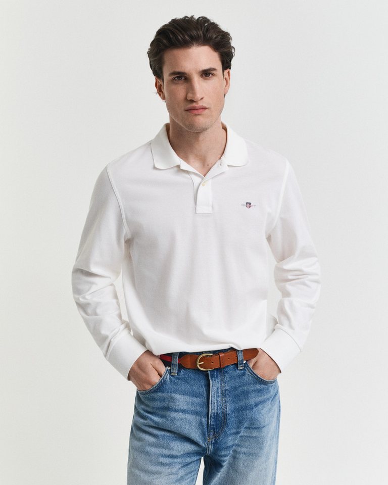 Gant Poloshirt REG SHIELD LS PIQUE RUGGER mit Logotickerei auf der Brust von Gant