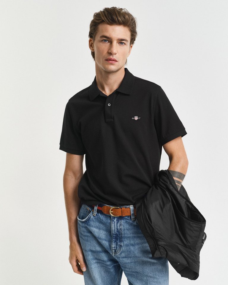 Gant Poloshirt REG SHIELD SS PIQUE POLO mit Logo und Flachstrickkragen 100% Baumwolle Pique von Gant