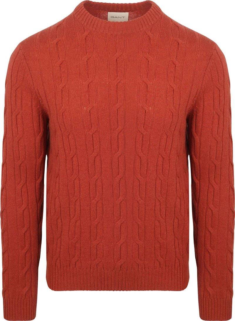 Gant Pullover Crewneck Lambswool Cable Modern Rust - Größe 3XL von Gant