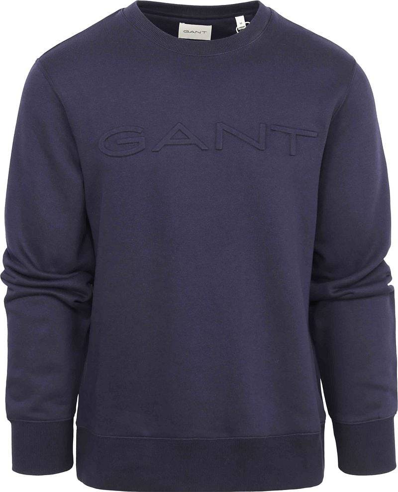 Gant Pullover Embossed Logo Navy - Größe XXL von Gant