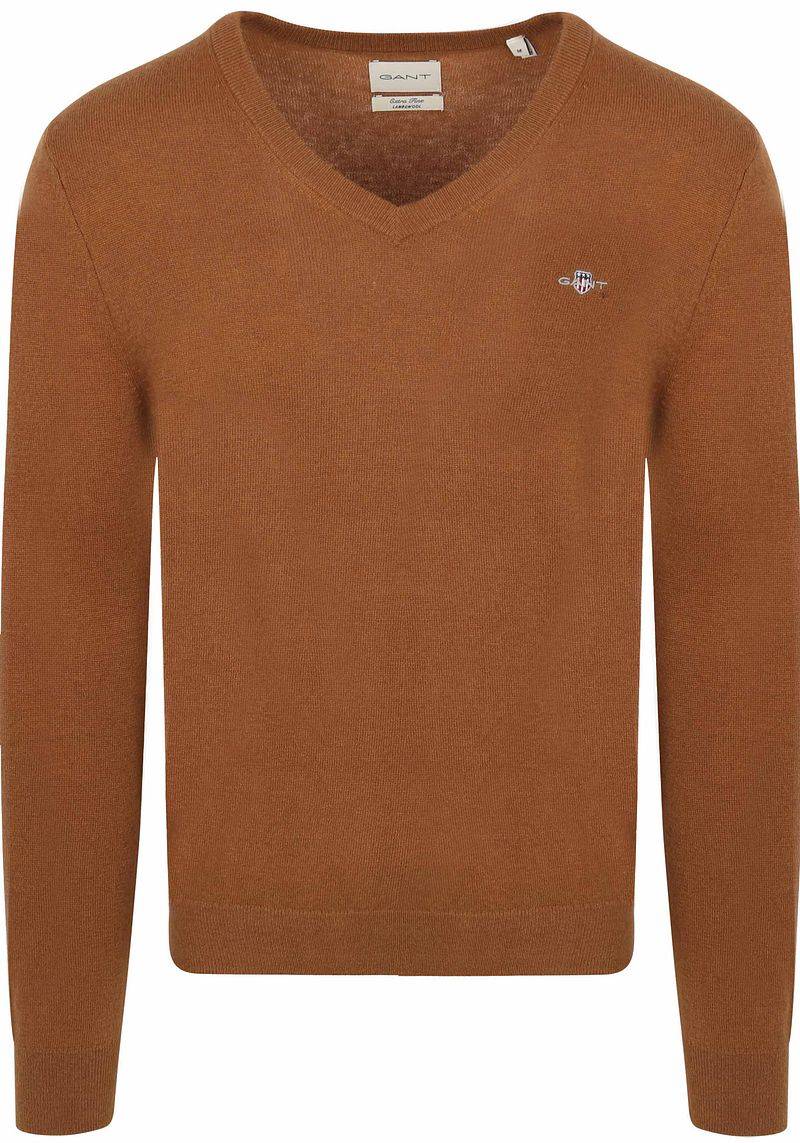 Gant Pullover V-Ausschnitt Wool Blend Camel - Größe XXL von Gant