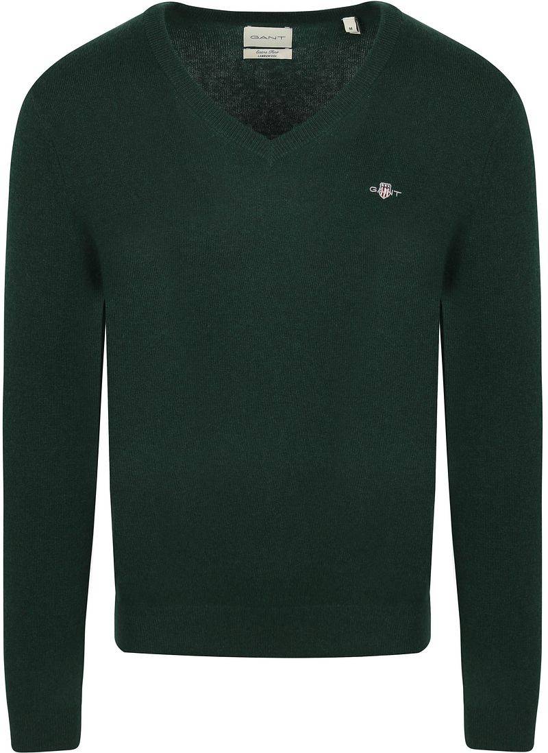 Gant Pullover V-Ausschnitt Wool Blend Dunkelgrün - Größe XXL von Gant