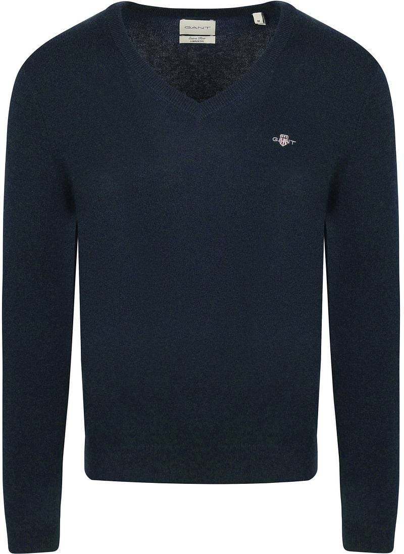 Gant Pullover V-Ausschnitt Wool Blend Navy Melange - Größe 3XL von Gant