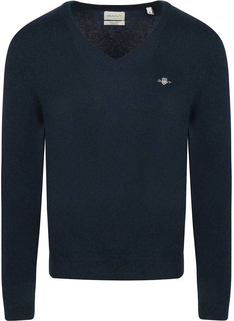 Gant Pullover V-Ausschnitt Wool Blend Navy Melange - Größe M von Gant