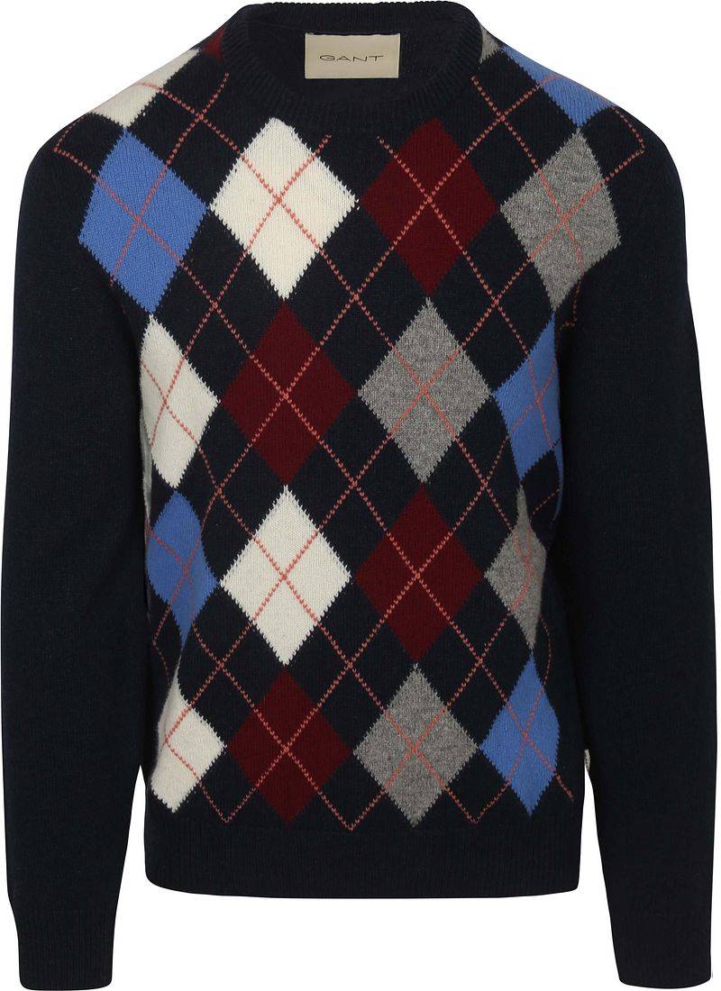 Gant Pullover Wool Blend Argyle Navy - Größe XL von Gant