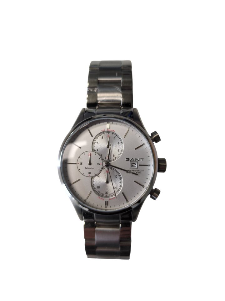 Gant Quarzuhr Herrenuhr Chronograph Quarz Edelstahl Silber Weiß W70405, Chronograph mit 1/10 Sekunde Stoppfunktion Gant Quarzuhr Herrenuhr Chronograph Quarz Edelstahl Silber Weiß W70405, Chronograph mit 1/10 Sekunde Stoppfunktion von Gant