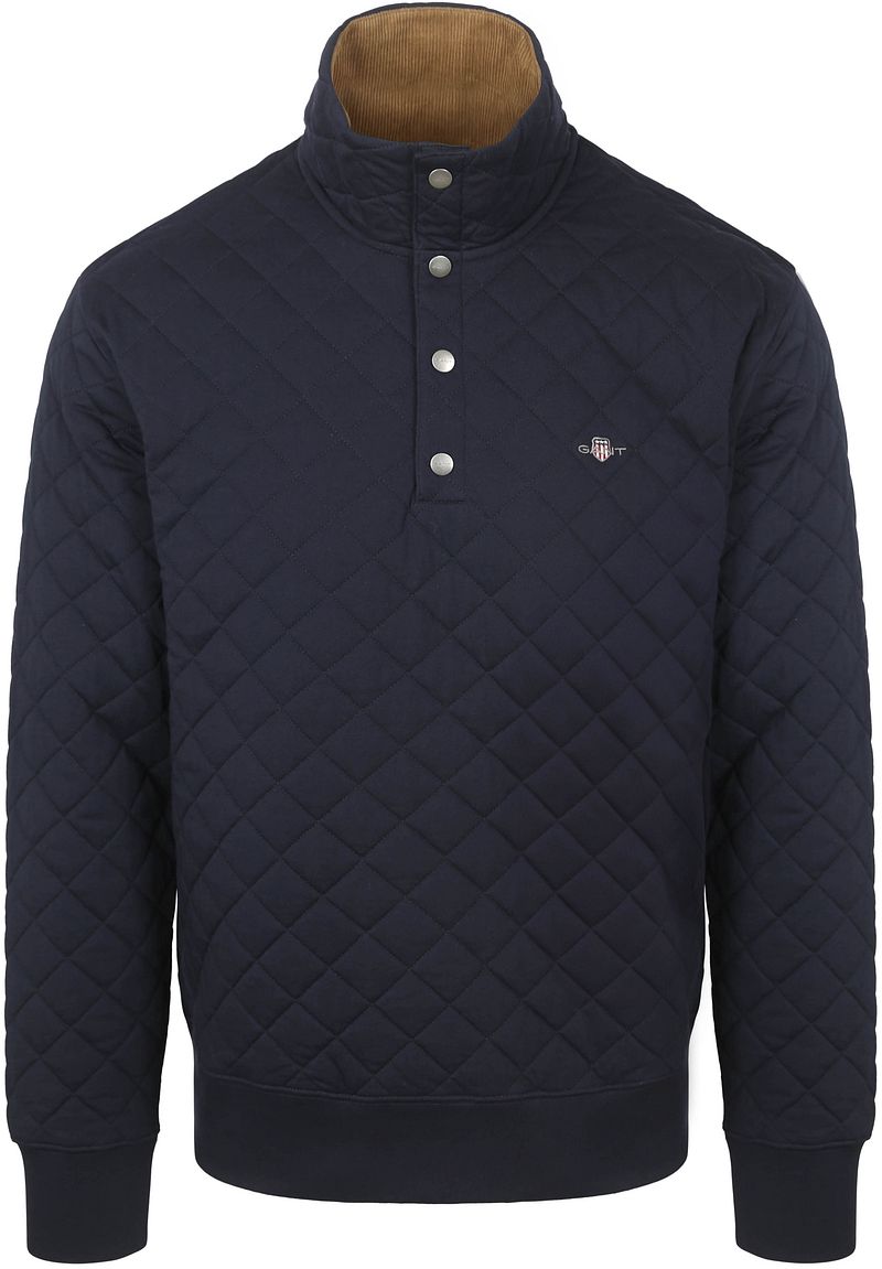 Gant Quilted Mocker Pullover Navy - Größe XXL von Gant