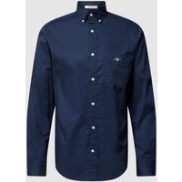 Gant Regular Fit Freizeithemd mit Brusttasche Modell 'POPLIN' in Marine, Größe S von Gant