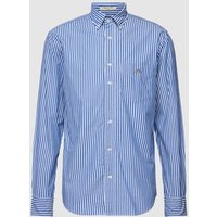 Gant Regular Fit Freizeithemd mit Streifenmuster Modell 'POPLIN' in Blau, Größe M von Gant