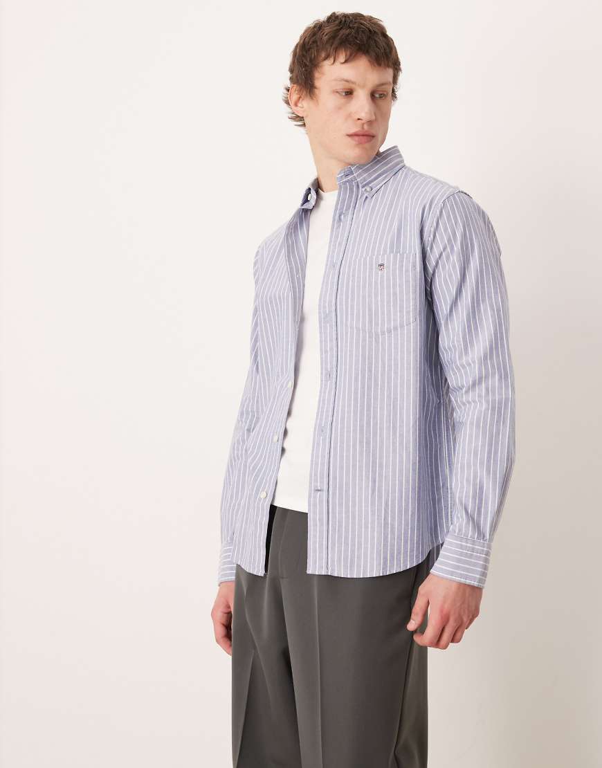 Gant - Regular-Fit-Hemd in Blau mit Nadelstreifen von Gant