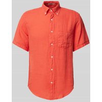 Gant Regular Fit Leinenhemd mit 1/2-Arm in Orange, Größe M von Gant