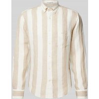 Gant Regular Fit Leinenhemd mit Blockstreifen in Beige, Größe XL von Gant