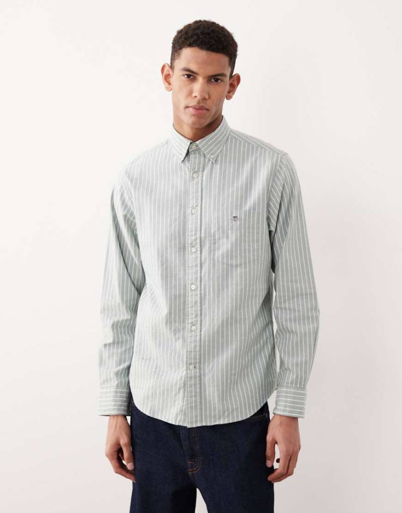 Gant - Regular-Fit-Oxfordhemd in Grün mit Nadelstreifen von Gant
