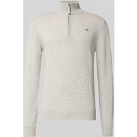 Gant Regular Fit Pullover mit Strick-Optik aus reiner Wolle in Mittelgrau Melange, Größe XXXL von Gant
