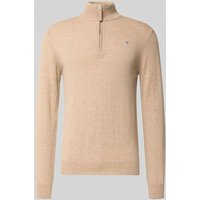 Gant Regular Fit Pullover mit Strick-Optik aus reiner Lammwolle in Sand Melange, Größe XXL von Gant
