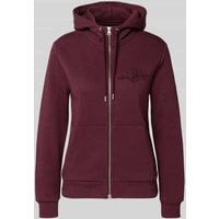 Gant Regular Fit Sweatjacke mit Logo-Stitching Modell 'Shield' in Bordeaux, Größe XXL von Gant