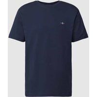 Gant Regular Fit T-Shirt mit Label-Stitching Modell 'SHIELD' in Marine, Größe XL von Gant