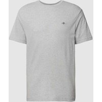 Gant Regular Fit T-Shirt mit Label-Stitching Modell 'SHIELD' in Mittelgrau Melange, Größe S von Gant