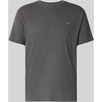 Gant Regular Fit T-Shirt mit Label-Stitching in Dunkelgrau, Größe M von Gant